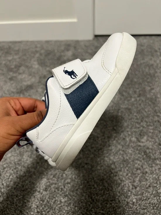 Polo by Ralph Lauren White and Navy Kids Sneakers - Picture 5 of 13